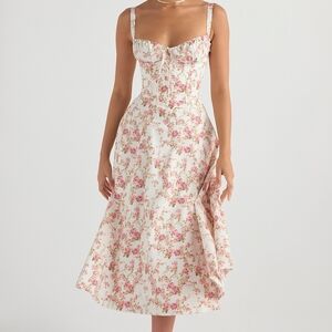 House of CB Carmen Rose Print Bustier Dress